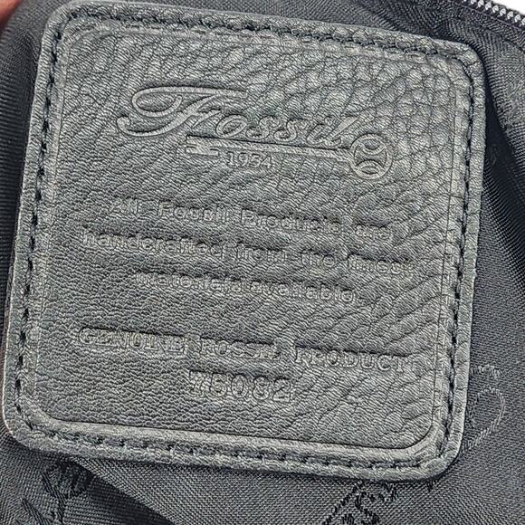 Fossil Black Leather Large Adjustable Strap Laptop Messenger Bag - Picture 6 of 8